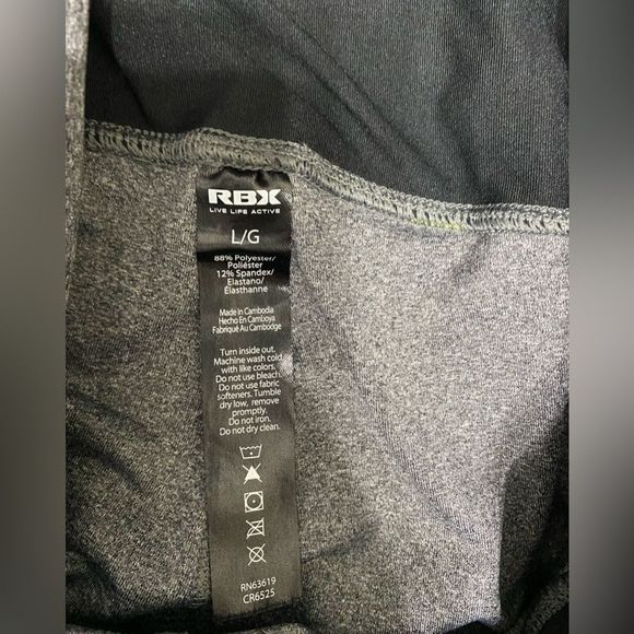 RBX live life active capri leggings women Size L grey with blue and green strip - Picture 5 of 11